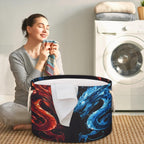 Animal Dragon Large Round Storage Basket Circle Laundry Basket with Handle Organization Collapsible Storage Bins Box Hamper for Kids Toy Clothes Nursery Bedroom Living Room Decor