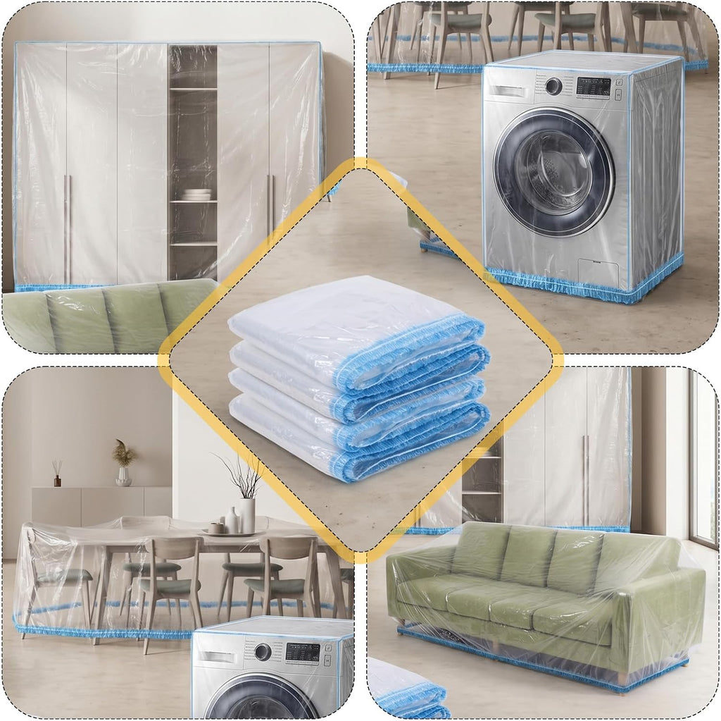 10 Pcs Plastic Couch Cover for Moving, Clear Sofa Protector 94"W x 185"L