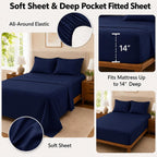 Queen Comforter Set with Sheets Navy Blue, 7 Pieces Bed in a Bag