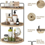 Fixwal 3 Tier Corner Bathroom Countertop Organizer Vanity Shelf Light Brown