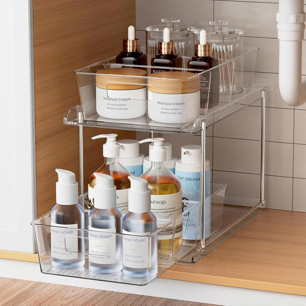 Bathroom Under Sink Organizers and Storage, 2 Tier, 2 Packs