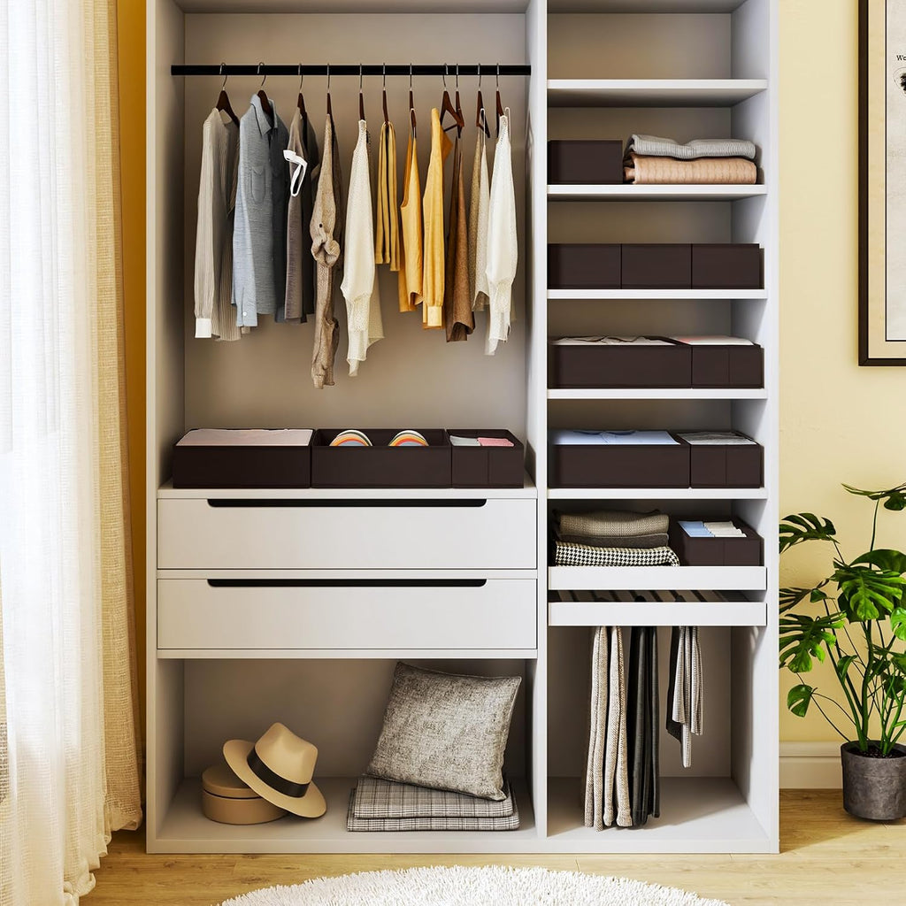 DIMJ Drawer Organizer Clothes, 12 Pack Underwear Organizer, Foldable Closet Organizers, Sock Organizer Bra Organizer, Fabric Dresser Organizer for Clothes, Bra, Socks, Tie (Brown)