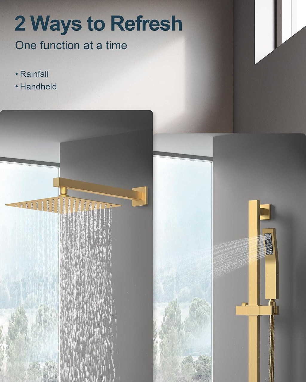 10-Inch Shower System with Handheld and Slide Bar, Brushed Gold