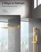 10-Inch Shower System with Handheld and Slide Bar, Brushed Gold
