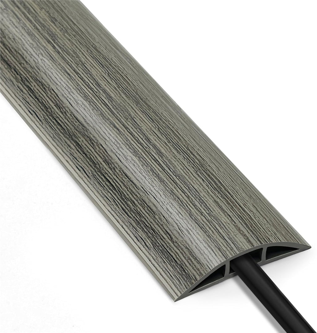 Cable Floor Cover LZEOY, 10ft Electrical Cord Cover, Wood Grey Floor Wire Cover, Soft PVC Floor Cable Covers for Cords, Electric Cord Covers for Floor for Home, Offices, Hotel, Outdoor
