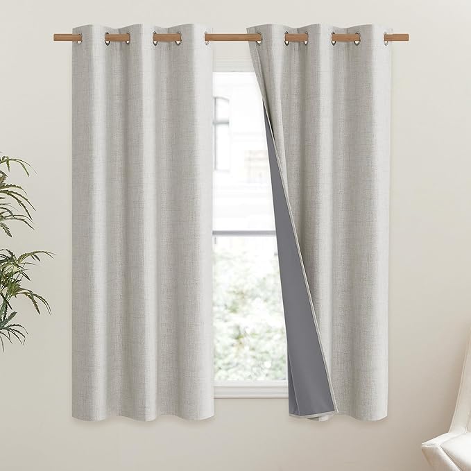 NICETOWN Snowbound Vintage Linen 100% Blackout Curtains - Image 2