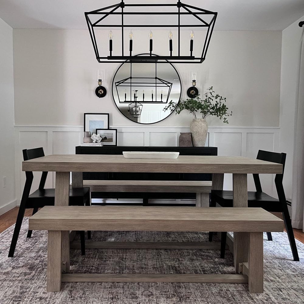 Plank+Beam Classic 72 Inch Dining Table, Rectangular, Seashell Wirebrush