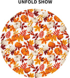 Fall Round Tablecloth 60 Inch Thanksgiving Harvest Autumn Pumpkin Fallen Leaves Maple Leaf Print Decorative Table Cloth Holiday Decorations Seasonal Decor for Home Kitchen Dining Room Picnic Party