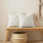 decorUhome Throw Pillow Covers 24x24 Inch Set of 2, Soft Plush Faux Wool Cream - Image 4