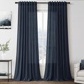 Extra Long Vintage Blue Linen Curtains 120 Inch by Nanspring