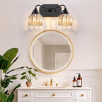 Vintage Vanity Lights, 2‑Light Antique Matte Black Finish