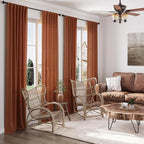 Nanspring Terracotta Linen Curtains 84 Inches Long 2 Panel Set Back Tab Boho - Image 6