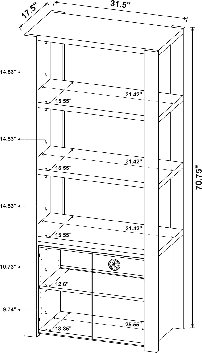 Coaster Laurelton Media Tower with Fixed Display Shelves Light Oak 708224