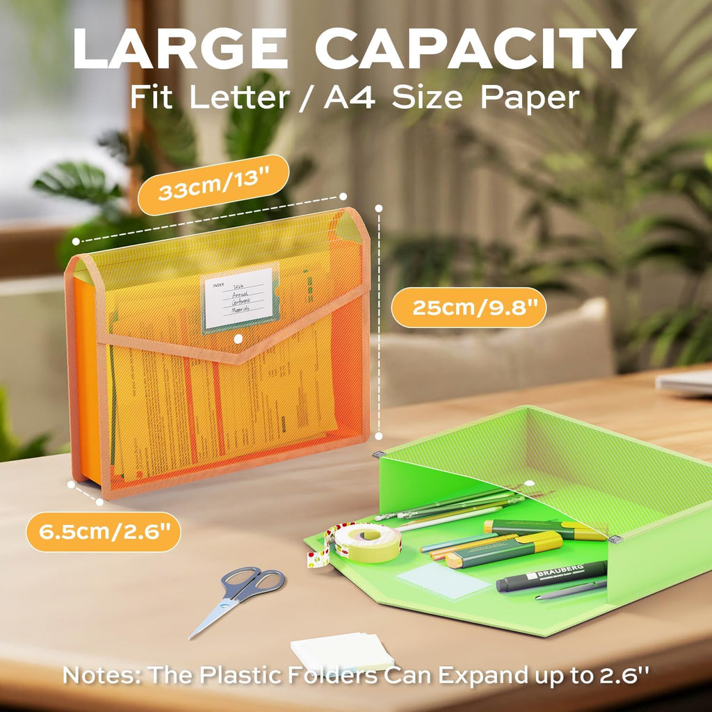 Deli 10 Pack Plastic Expanding File Folder, Colorful File Folder Organizer