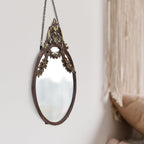 Creative Co-Op Pewter Framed Wall Mirror with Decorative Chain and Antique Finish, Bronze