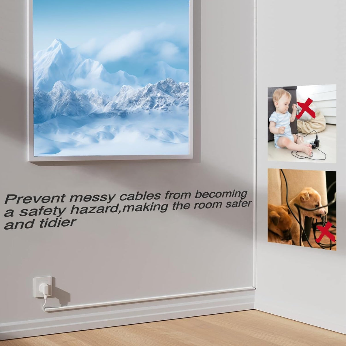 78” Silicone TV Cord Hider for Wall Mounted TV, Self-Adhesive Cable Raceway