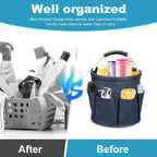 17L Foldable Cleaning Caddy with Handle - Portable Duty Tool Bag Cleaning Supply Organizer, Multi-Compartment Cleaning Bucket Storage Basket for Home Kitchen Bathroom (Blue)