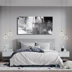 Kureful Black Abstract Wall Art Decor Grunge Room Decor Art Grey Canvas Wall Decoration 20" x 40" Painting Black And White Artwork for Bedroom Home Office Dining Room Decoration