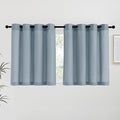 NICETOWN Stone Blue Linen Kitchen Curtains 36 inch Length, Decorative Thick by NICETOWN