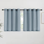 NICETOWN Stone Blue Linen Kitchen Curtains 36 inch Length, Decorative Thick by NICETOWN