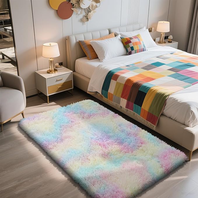 Shag Area Rug for Bedroom 3x5, Fluffy Area Rugs for Living Room, Soft Fuzzy Rug - Image 2