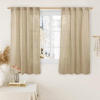 LAMIT 45 Inch Short Window Linen Curtains, Light Filtering Panels Back Tab and by LAMIT