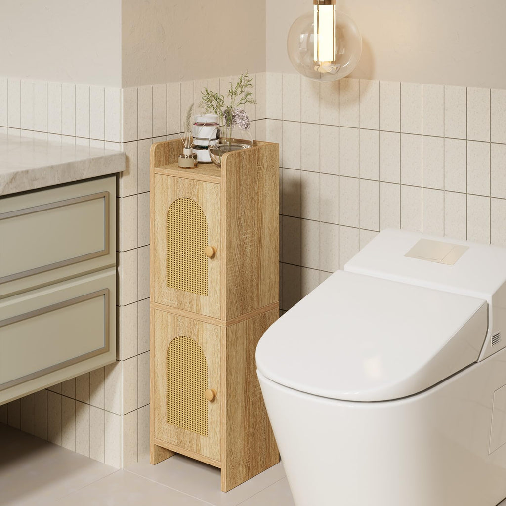 IBUYKE Small Bathroom Storage Cabinet Narrow Toilet Paper Holder UWBS001N