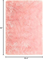 Goolela Pink Fluffy Fuzzy Rug for Girls Bedroom 3x5 Faux Fur Rug Furry Shag - Image 2