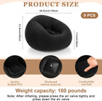 Realspring 9 Pcs Inflatable Bean Bag Chairs, Electric Air Pump, Black