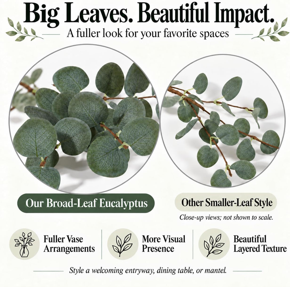 Beferr 6Pcs Artificial Eucalyptus Stems Greenery Stems 24" Tall Fake Plants Decor Faux Floral Stems for Vase Home Party Wedding Decorations