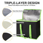 2-Pack Insulated Reusable Grocery Shopping Bag, X-Large, Black-Green