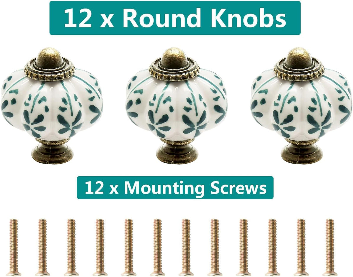 12pcs Ivory Pumpkin Knobs, Leaf Pattern Cabinet Knobs