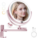8" Wall Mounted lighted Makeup Mirror,Double Sided 1x/10x Magnifying Mirror