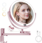 8" Wall Mounted lighted Makeup Mirror,Double Sided 1x/10x Magnifying Mirror
