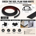 Floor Cord Cover Self Adhesive Cord Hider, Cable Management, Extension Strip Protector for Wires (Black, 1.18" x 20')
