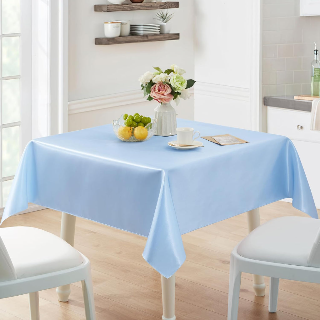 6 Pack Satin Table Cover Rectangle, Light Blue, 60 x 84 Inches