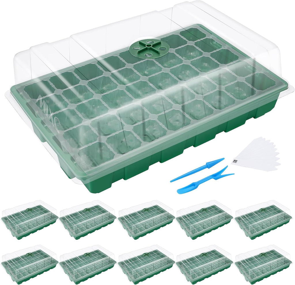 MIXC 10Pack Seed Starter Tray, 400Cell Mini Propagator Greenhouse Grow Kit