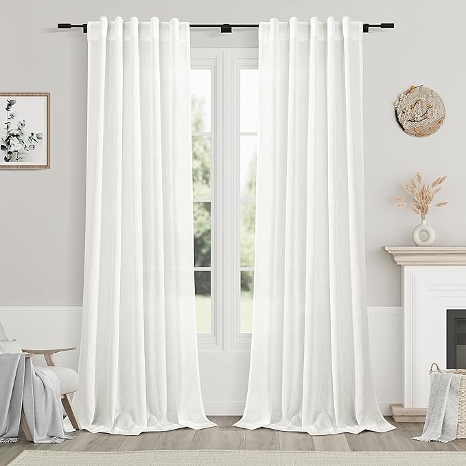 Ivory Linen Curtains 90 Inches Long by Nanspring