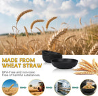PYRMONT Black Serving Bowls 65 Oz Large Wheat Straw Pasta Bowls(6pcs)