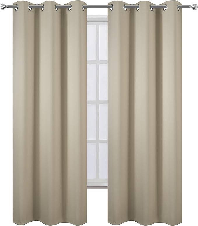 LEMOMO Blackout Curtains 42 x 95 inch/Beige Curtains Set of 2 Panels/Thermal - Image 2