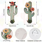 flangairy 2pcs Metal Cactus Wall Decor, Western Desert Bathroom Decor