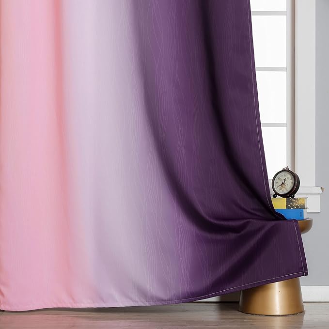 Ombre Pink and Purple Blackout Curtains 96 Inches Long, Full Room Darkening - Image 6