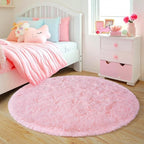 3'x3' Round Pink Rugs for Girls Bedroom, Ultra Soft Fluffy Circle Rug for Kids by Quntue