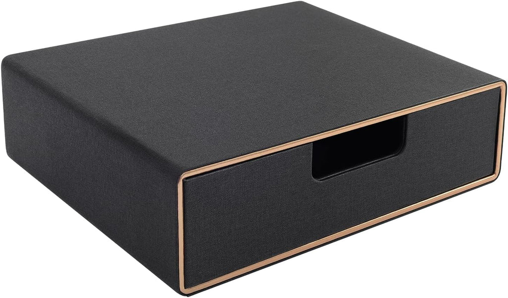 Stackable Organizer Drawer Classic Brown Pu Leather Handmade,Organize Home Office Desk Accessories and Sort Letter-Size Paper/a4 Document,Desk Caddy with Drawers Storage Box,13.1x10x3.7inches