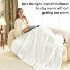 HIMEET Off White Ribbed Queen Size Blanket - Image 4