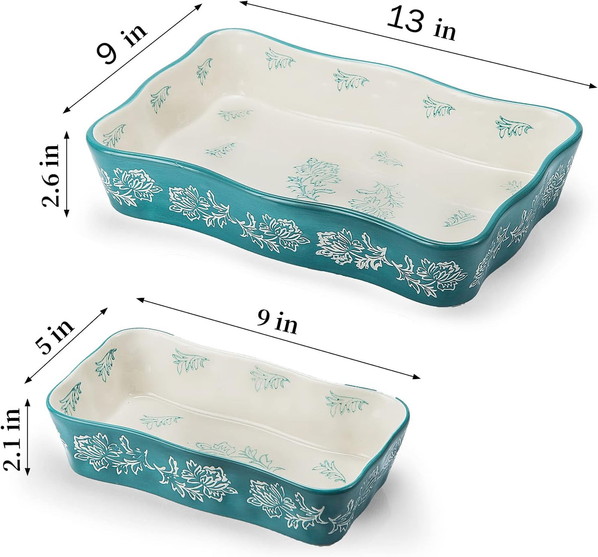 Baking Dish Casserole Dish Ceramic Lasagna Pan 2-Pcs Bakeware Sets Baking Dishes Baking Set Baking Dish Set