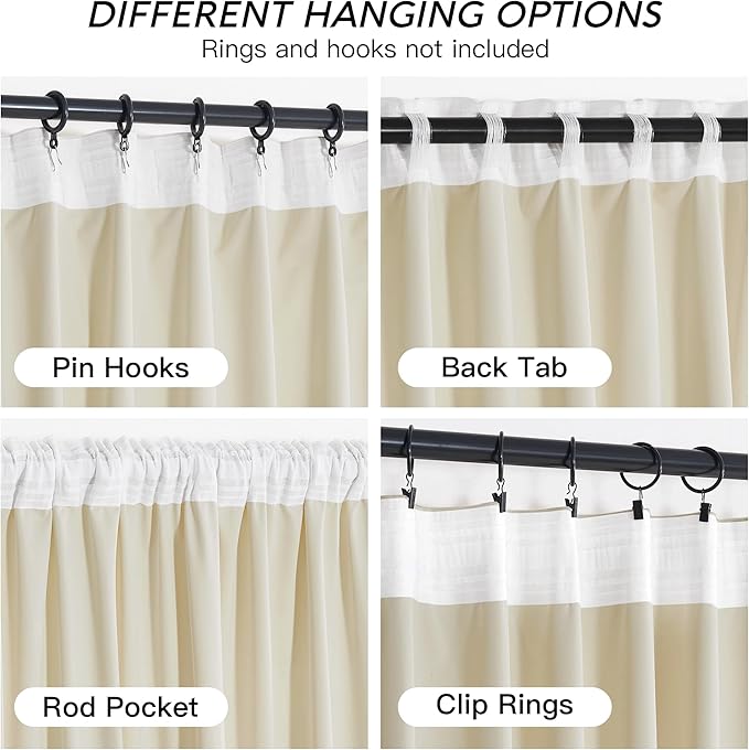 RYB HOME Beige Velvet Curtains 102 inches - Image 4