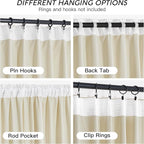 RYB HOME 90 inches Beige Velvet Curtains - Image 3