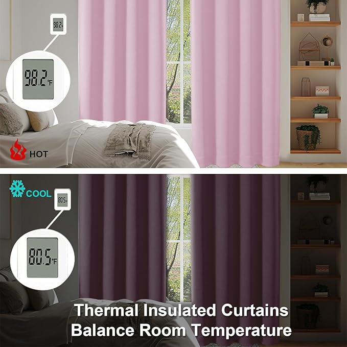 Simplebrand Ava Pink Short Blackout Curtains - Image 5