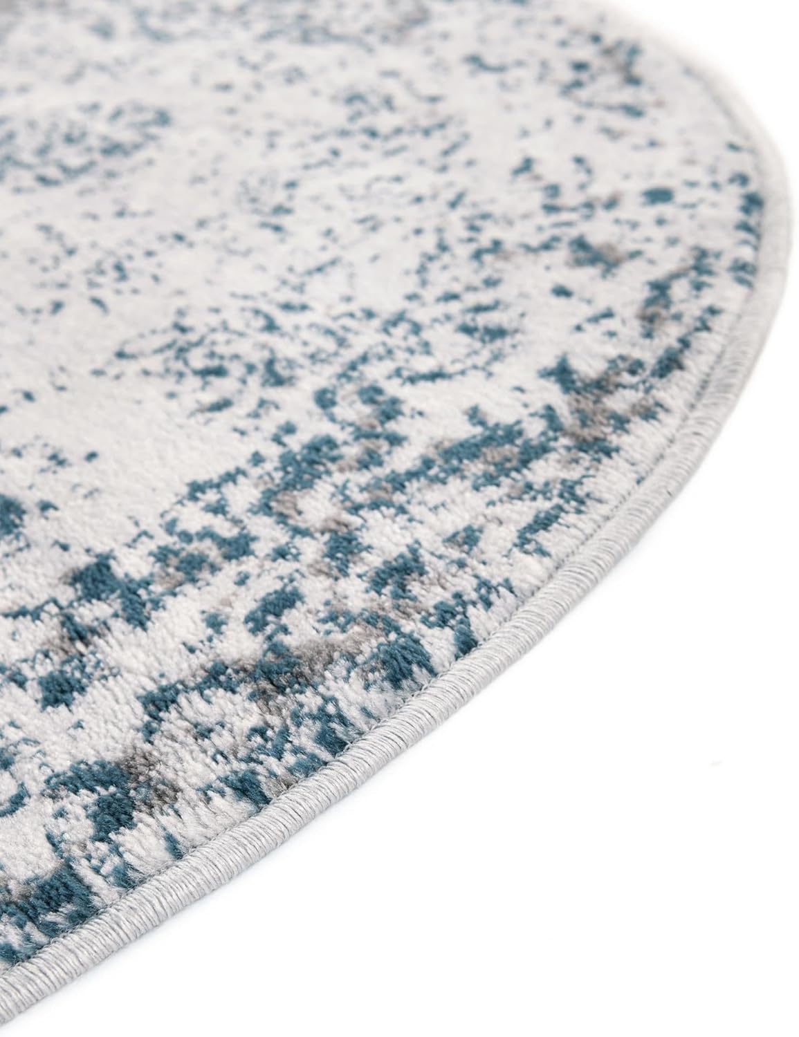 Unique Loom Sofia Collection Area Rug - Casino (3' 3" Round, Light Blue/Ivory)